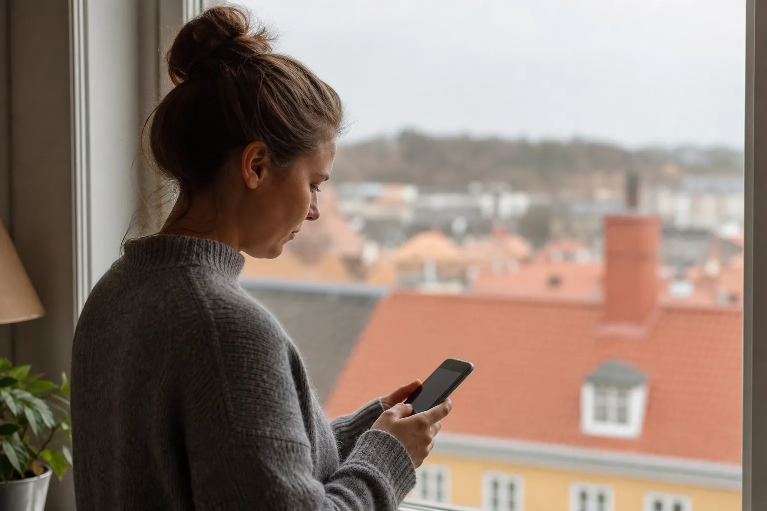 Mobiltelefoner från olika operatörer uppradade bredvid varandra på ett bord